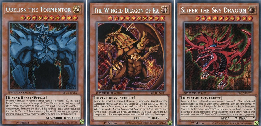 Set of 3 God Cards (Obelisk, Ra, Slifer) Speed Duel: Battle City